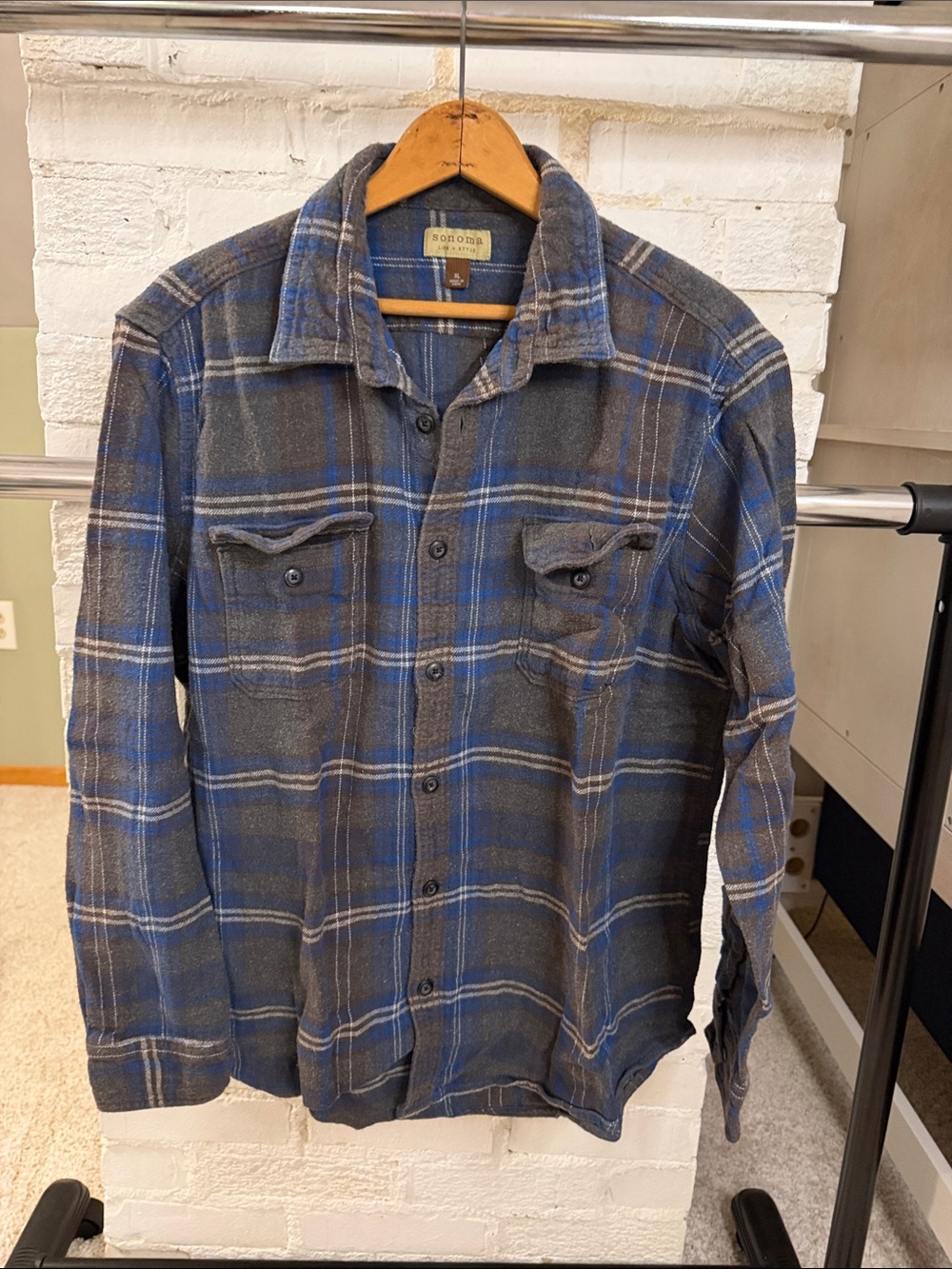 Sonoma Blue and Gray Plaid flannel